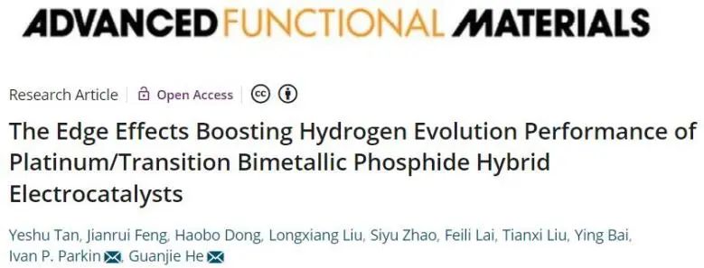 AFM：邊緣效應(yīng)起大作用！顯著促進Pt/過渡雙金屬磷化物HER性能