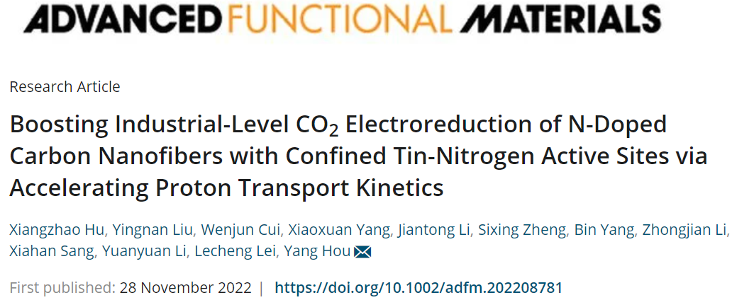 ?浙大侯陽(yáng)AFM：Sn/NCNFs實(shí)現(xiàn)工業(yè)級(jí)CO2電還原