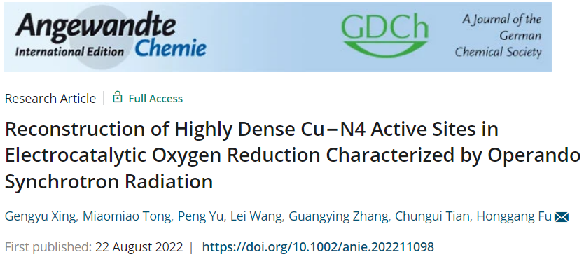 Angew：Operando同步輻射表征ORR中高密度Cu-N4活性中心的重構(gòu)