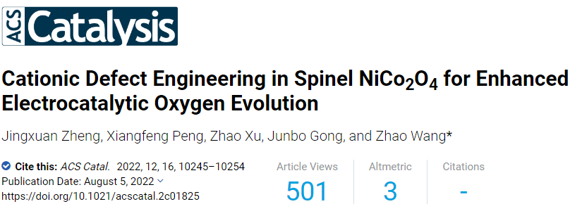 ?王召ACS Catalysis：選擇性金屬缺陷制備策略，增強NiCo2O4尖晶石電化學析氧反應(yīng)活性
