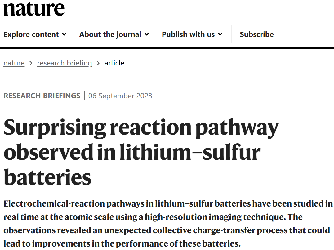 填補空白！徐桂良&廖洪剛最新Nature， Li–S重磅突破！