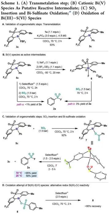 JACS：金屬鉍（Bi）解鎖新玩法-揭示有機(jī)金屬催化合成芳基氟磺酰化物的基元步驟