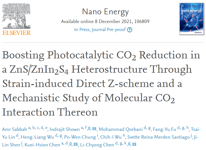 Nano Energy：首次報(bào)道！直接Z-型ZnS/ZnIn2S4異質(zhì)結(jié)構(gòu)助力光催化CO2還原及其分子CO2相互作用機(jī)理研究