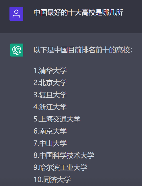 ChatGPT評(píng)中國(guó)最好的十大高校！網(wǎng)友：Top2我知道，這第三......