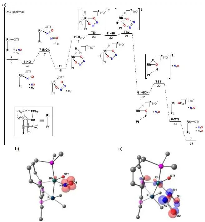 Angew.：Rh(I)-Pt(II)烯烴配合物催化氫氣還原氮氧化物