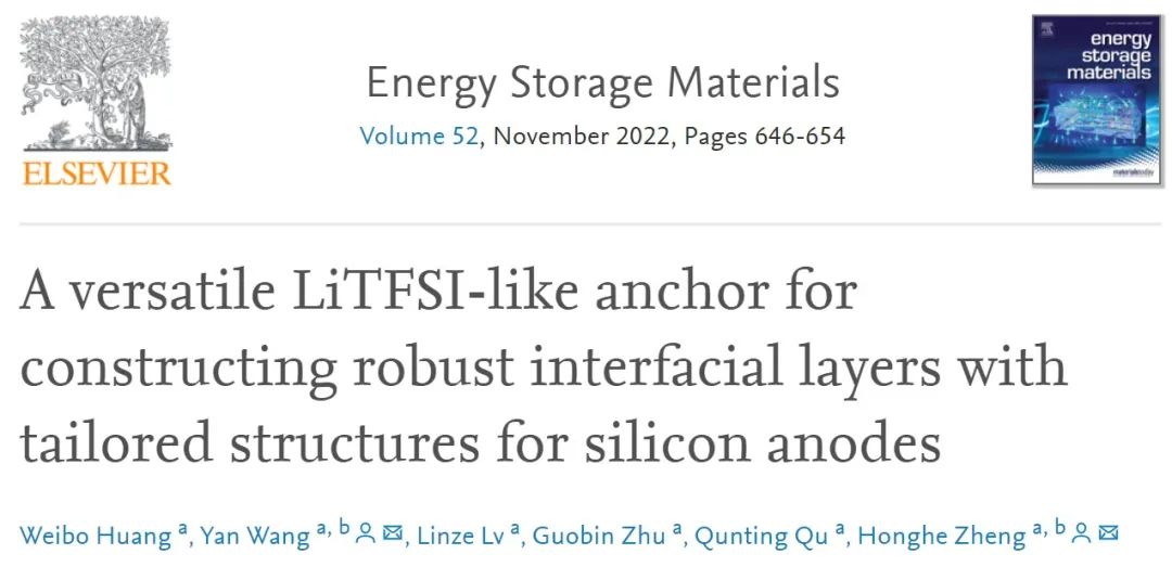 鄭洪河&王艷EnSM：類LiTFSI結(jié)構(gòu)界面層，助力20C高倍率硅負極！