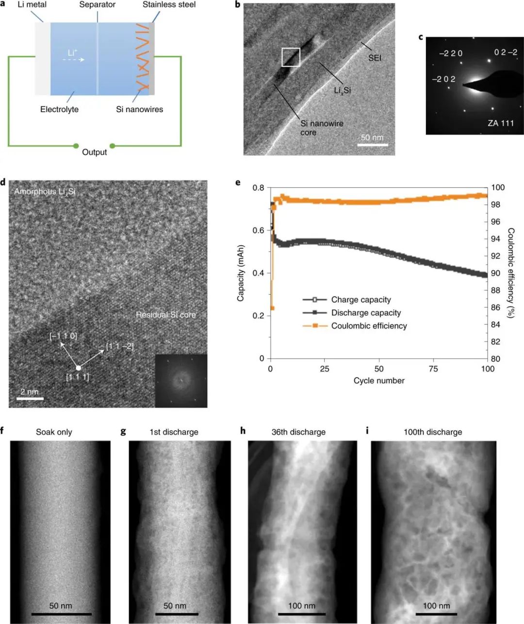 三單位聯(lián)發(fā)Nature nanotechnol.: 冷凍電鏡立功！揭示SEI向Si負(fù)極內(nèi)部的逐漸生長(zhǎng)導(dǎo)致容量衰減