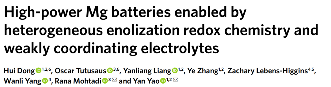 性能大突破，鎂電登頂Nature Energy！