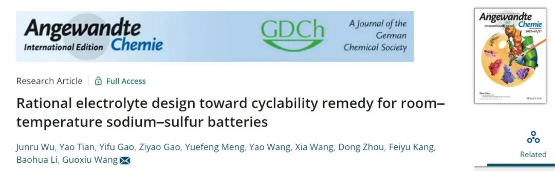 汪國(guó)秀Angew：用于長(zhǎng)壽命室溫Na-S電池的不燃電解液設(shè)計(jì)