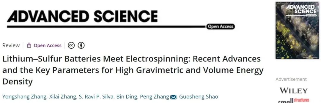 鄭大張鵬Adv. Sci.：靜電紡絲在鋰硫電池中的應(yīng)用歷程