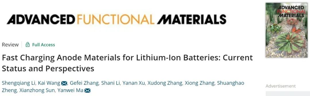馬衍偉/王凱AFM：一文盡覽鋰電快充負極材料-現(xiàn)狀與未來！