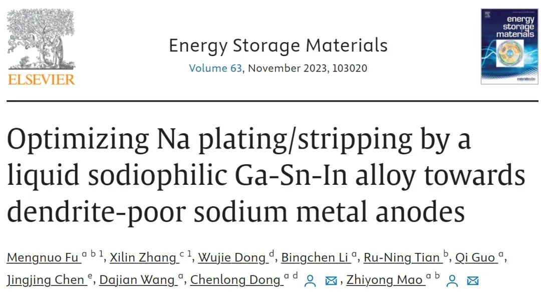 天津理工毛智勇/董辰龍EnSM：利用親鈉Ga-Sn-In合金層優(yōu)化鈉的沉積/剝離