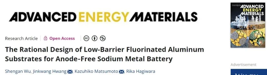 ?AEM：低勢壘氟化鋁集流體用于無負(fù)極鈉金屬電池