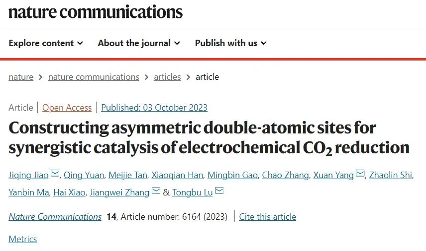 雙原子電催化，最新Nature子刊！