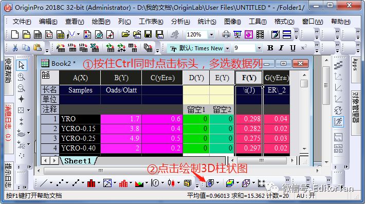 【神技能】Origin繪制2D及3D誤差棒柱狀圖技巧