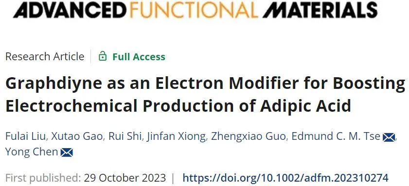 理化所/港大AFM：石墨炔作為電子調(diào)節(jié)劑促進(jìn)己二酸的電化學(xué)合成