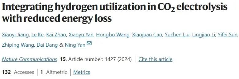 武漢大學(xué)Nature子刊：氫氧化耦合CO2電還原，可有效降低能量損失
