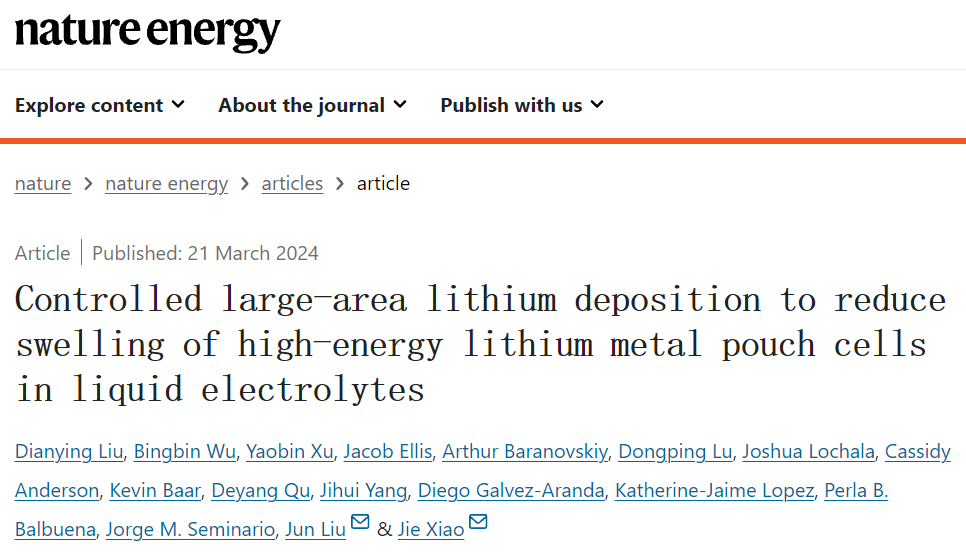 揭曉/劉俊Nature Energy：高效沉積策略，控制鋰金屬軟包電池膨脹！