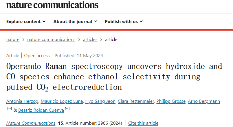 最新Nature子刊：SERS探究脈沖CO2電還原機(jī)理！