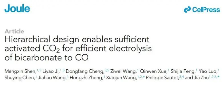 南大Joule: BCE層次化設(shè)計保證足量CO2，促進電解碳酸氫鹽生成CO