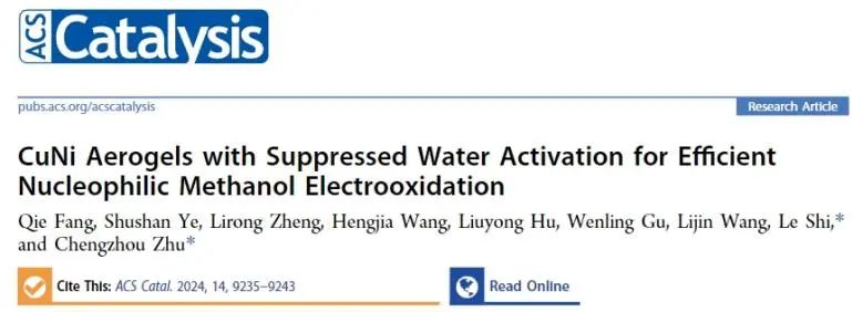 ?華中師大/西交ACS Catal.: CuNi氣凝膠抑制水活化，促進甲醇高效電氧化