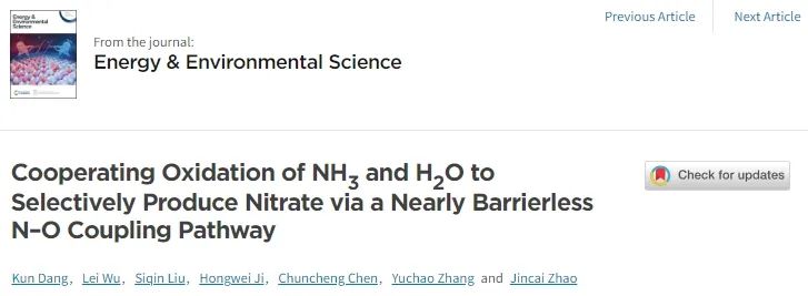 ?化學所EES: n-Si上構建Ni-Cu位點，通過N-O耦合途徑選擇性生成NOx?