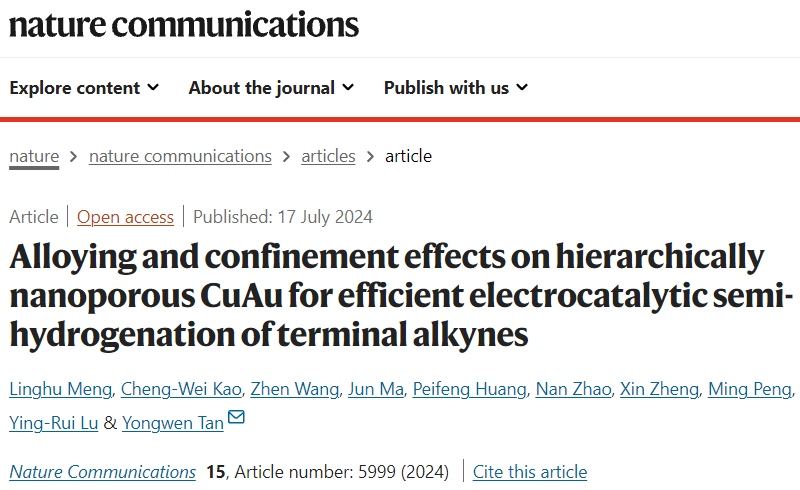 電催化！湖大譚勇文，最新Nature Commun.!